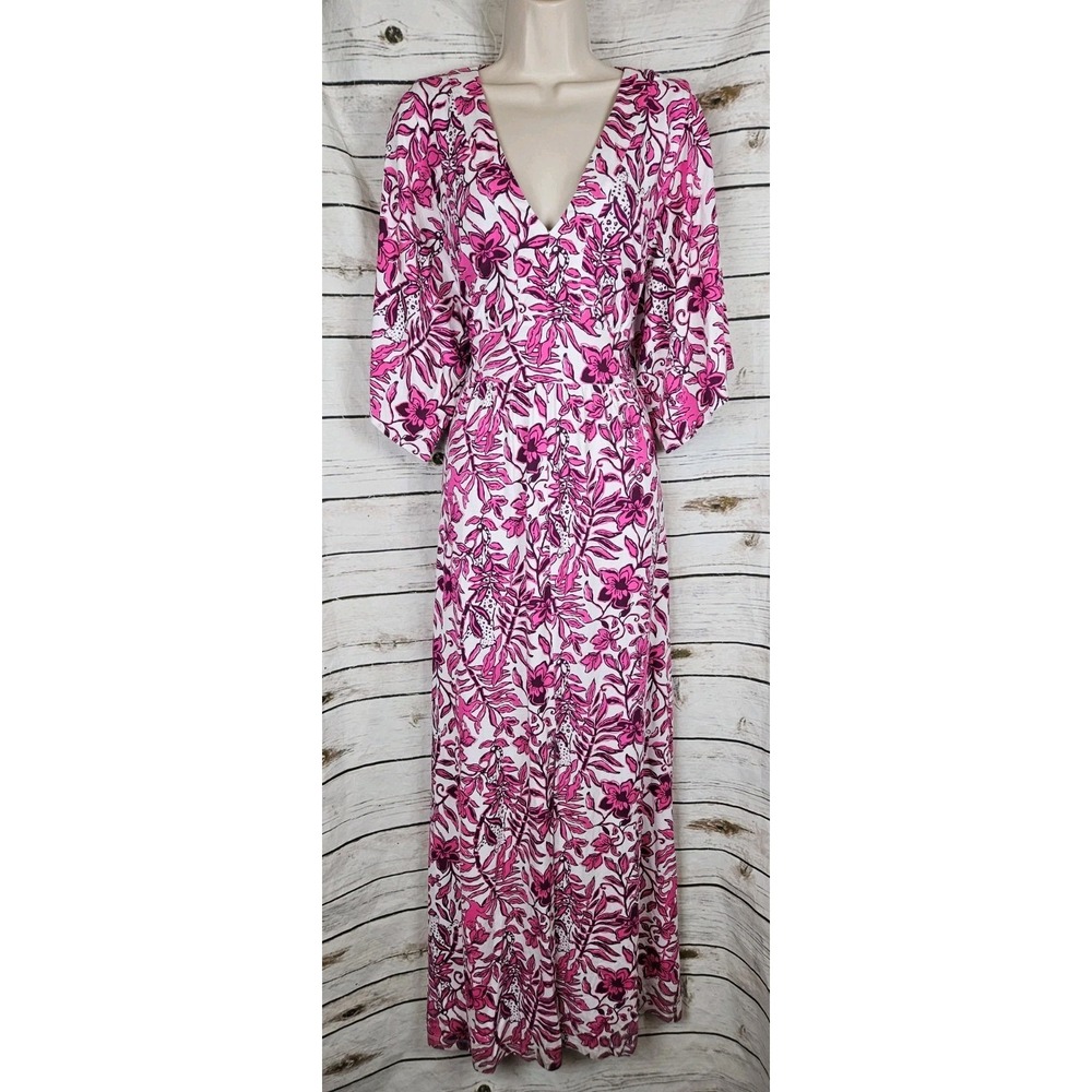 Lilly Pulitzer Roselle Maxi Dress 12 Pink Elderflower Blossom Floral Womens